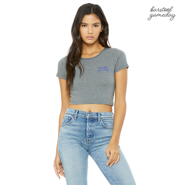 Grey Gameday Embroidered Cropped Tee