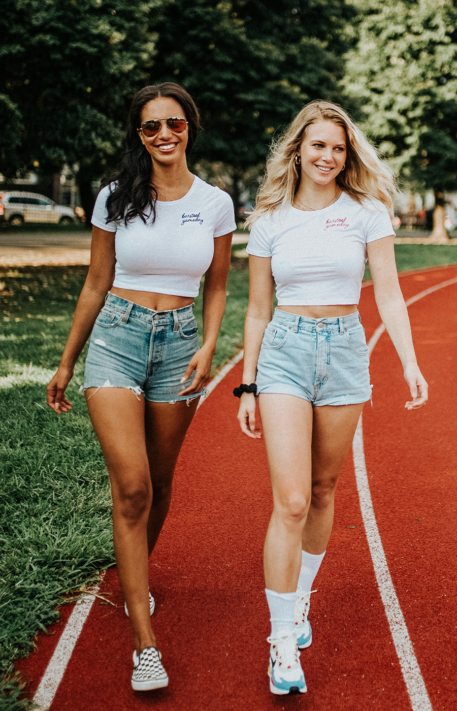 White Gameday Embroidered Cropped Tee