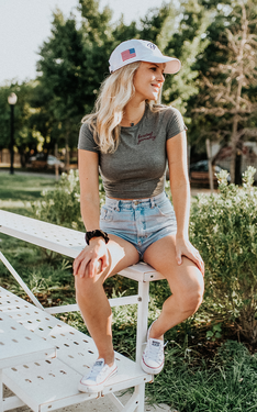 Grey Gameday Embroidered Cropped Tee