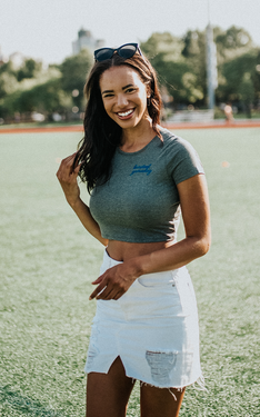 Grey Gameday Embroidered Cropped Tee