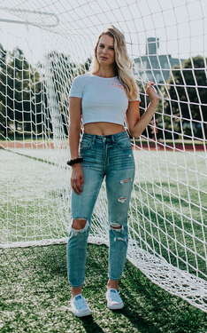 White Gameday Embroidered Cropped Tee