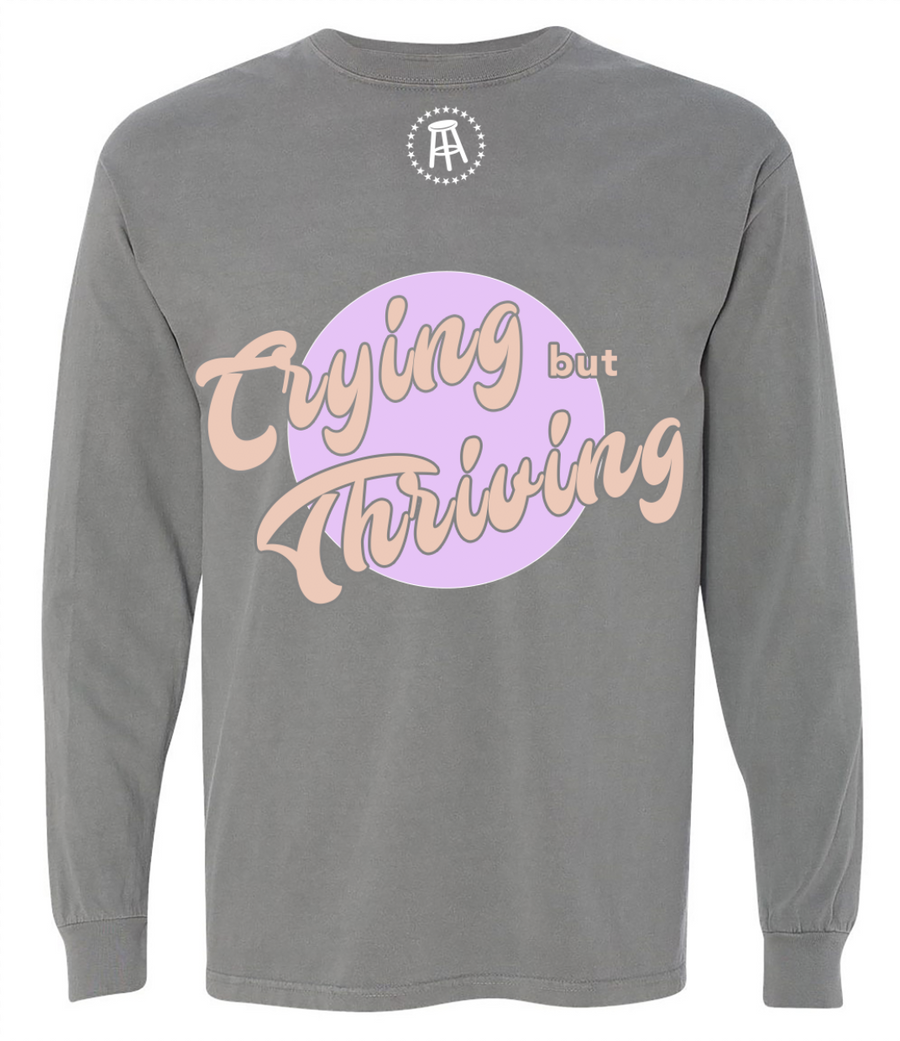 Crying But Thriving Longsleeve Pocket Tee